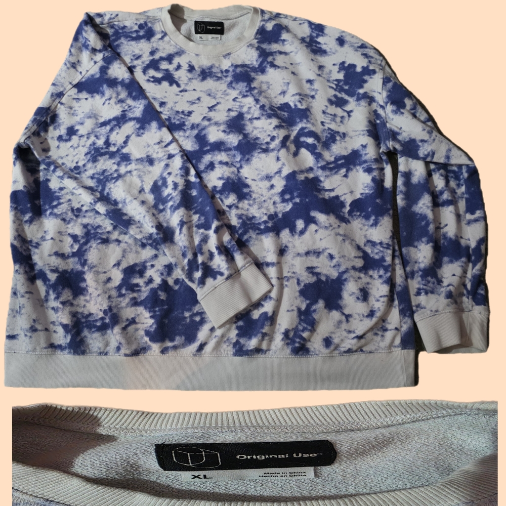 Original Use Tie-Dye Blue and White Crewneck Sweater
